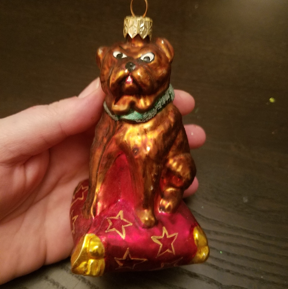 Christopher Radko Rare Retired Vintage Boxer Bulldog Christmas Ornament